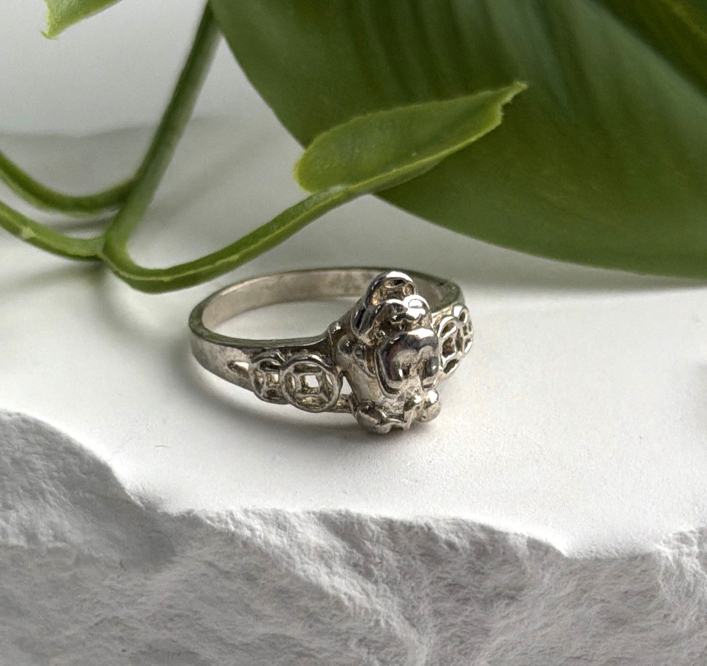 Vintage 925 Sterling Silver Frog Ring Size 7.5